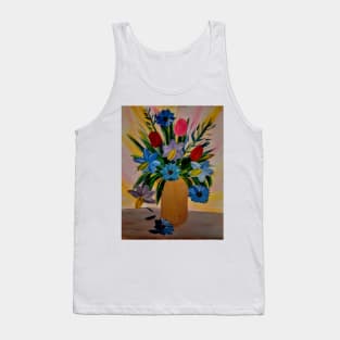 abstract tulips and daffodils in a gold vase Tank Top
